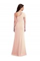Cap Sleeves One Shoulder Stretch Crepe Nude Long Formal Evening Gown / Prom Dress / Bridesmaid Dress Bath