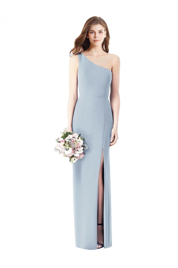 Sleeveless One Shoulder Stretch Crepe Light Sky Blue Long Semi Formal Evening Dress / Prom Dress / Bridesmaid Dress Bath