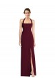 Sleeveless Halter Neck Stretch Crepe Burgundy Gold Long Semi Formal Evening Dress / Prom Dress / Bridesmaid Dress Bath