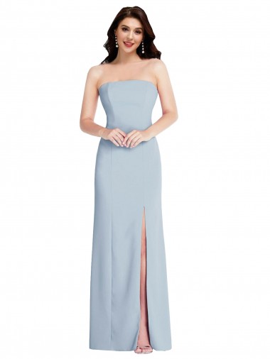 Sleeveless Strapless Stretch Crepe Light Sky Blue Long Formal Evening Gown / Prom Dress / Bridesmaid Dress Bath