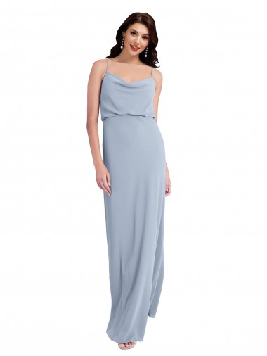 Sleeveless Cowl Neck Stretch Crepe Smoke Blue Long Formal Evening Gown / Prom Dress / Bridesmaid Dress Bath