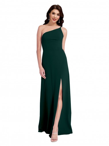 Sleeveless One Shoulder Stretch Crepe Midnight Green Long Formal Evening Gown / Prom Dress / Bridesmaid Dress Bath