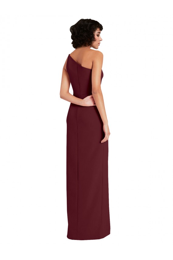 Sleeveless One Shoulder Stretch Crepe Burgundy Gold Long Formal Evening Gown / Prom Dress / Bridesmaid Dress Bath