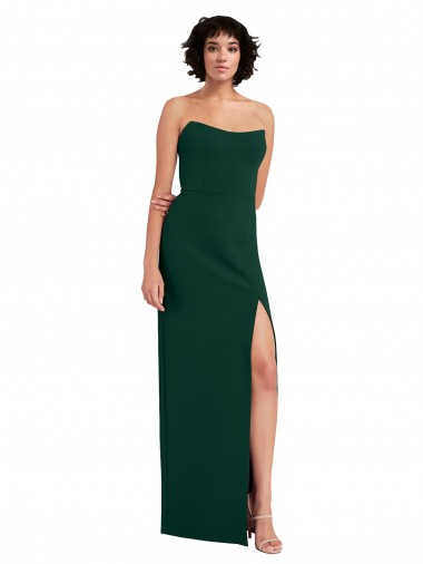 Sleeveless Strapless Stretch Crepe Midnight Green Long Formal Evening Gown / Prom Dress / Bridesmaid Dress Bath
