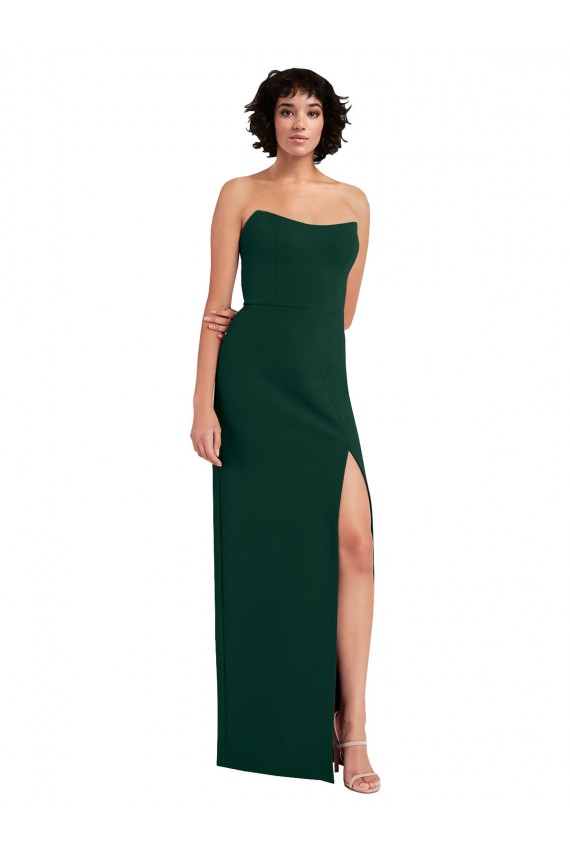 Sleeveless Strapless Stretch Crepe Midnight Green Long Formal Evening Gown / Prom Dress / Bridesmaid Dress Bath