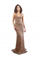 Sleeveless High Neck Stretch Crepe & Sequin Tulle Rose Gold Long Formal Evening Gown / Prom Dress / Bridesmaid Dress Bath