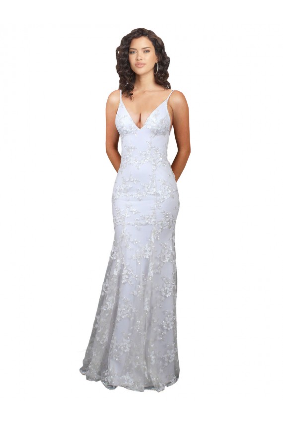 Sleeveless High Neck Stretch Crepe & Sequin Tulle White Long Formal Evening Gown / Prom Dress / Bridesmaid Dress Bath