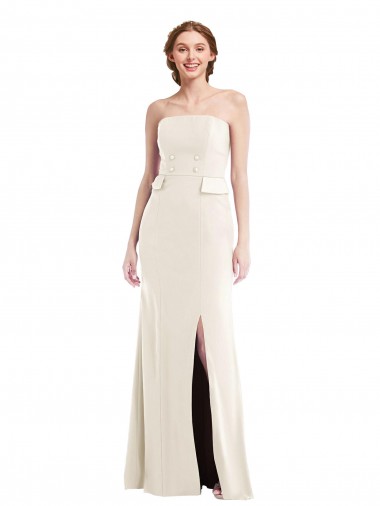 Sleeveless Strapless Stretch Crepe Ivory Long Semi Formal Evening Dress / Prom Dress / Bridesmaid Dress Bath