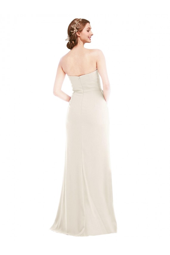 Sleeveless Strapless Stretch Crepe Ivory Long Semi Formal Evening Dress / Prom Dress / Bridesmaid Dress Bath