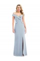 Sleeveless Off the Shoulder Stretch Crepe Light Sky Blue Long Semi Formal Evening Dress / Prom Dress / Bridesmaid Dress Bath