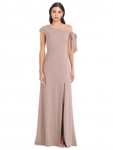 Sleeveless Off the Shoulder Stretch Crepe Dusty Pink Long Formal Evening Gown / Prom Dress / Bridesmaid Dress Bath