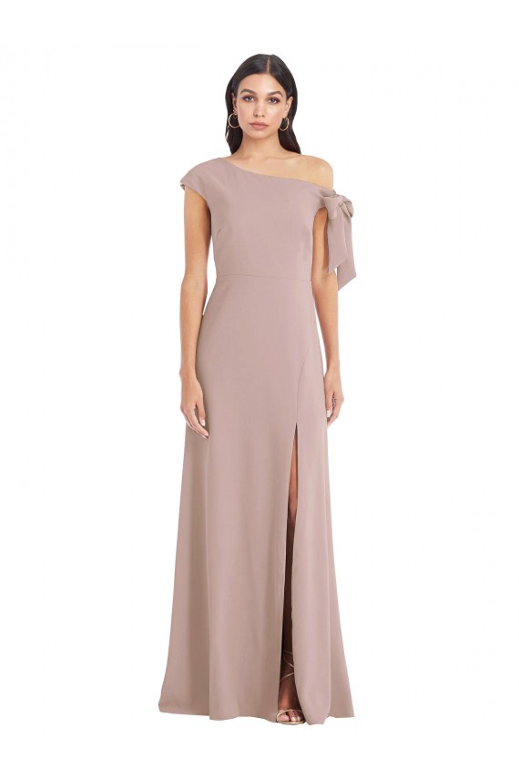 Sleeveless Off the Shoulder Stretch Crepe Dusty Pink Long Formal Evening Gown / Prom Dress / Bridesmaid Dress Bath