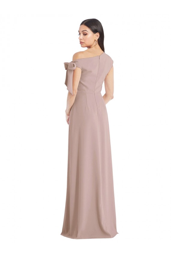 Sleeveless Off the Shoulder Stretch Crepe Dusty Pink Long Formal Evening Gown / Prom Dress / Bridesmaid Dress Bath