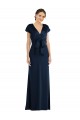 Cap Sleeves Off the Shoulder Stretch Crepe Dark Navy Long Formal Evening Gown / Prom Dress / Bridesmaid Dress Bath