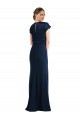 Cap Sleeves Off the Shoulder Stretch Crepe Dark Navy Long Formal Evening Gown / Prom Dress / Bridesmaid Dress Bath