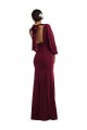 Long Sleeves Bateau Neck Stretch Crepe Burgundy Gold Long Formal Evening Gown / Prom Dress / Bridesmaid Dress Bath