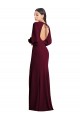 Puff Sleeves Bateau Neck Stretch Crepe Burgundy Gold Long Formal Dress / Bridesmaid Dress Bath
