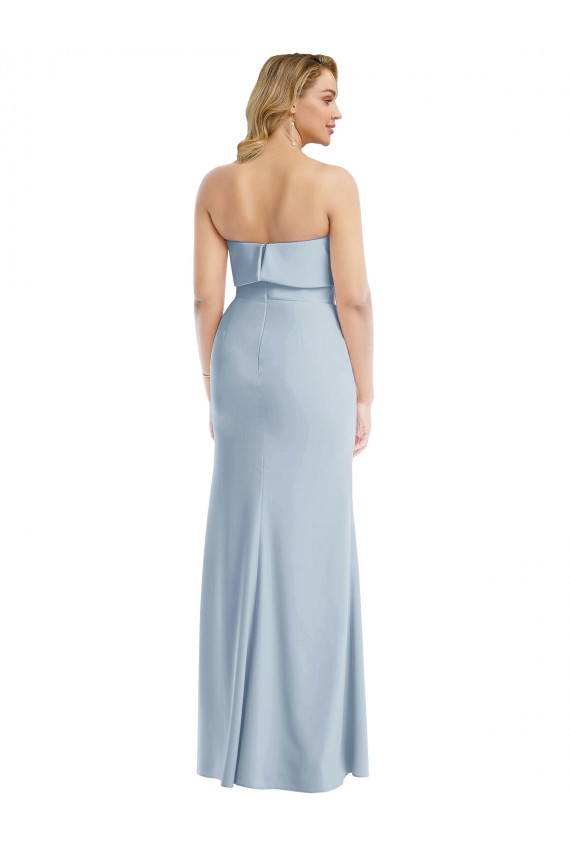 Sleeveless Strapless Stretch Crepe Light Sky Blue Long Semi Formal Evening Dress / Prom Dress / Bridesmaid Dress Bath