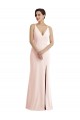 Sleeveless V-Neck Stretch Crepe Pink Long Formal Evening Gown / Prom Dress / Bridesmaid Dress Bath