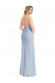 Sleeveless Halter Neck Stretch Crepe Light Sky Blue Long Bridesmaid Dress / Evening Dress Bath