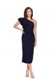 Sleeveless One Shoulder Stretch Crepe Dark Navy Midi Length Formal Evening Gown / Prom Dress / Bridesmaid Dress Bath