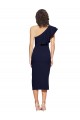 Sleeveless One Shoulder Stretch Crepe Dark Navy Midi Length Formal Evening Gown / Prom Dress / Bridesmaid Dress Bath