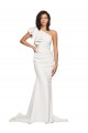 Sleeveless One Shoulder Stretch Crepe Ivory Sweep Train Semi Formal Evening Dress / Prom Dress / Bridesmaid Dress Bath