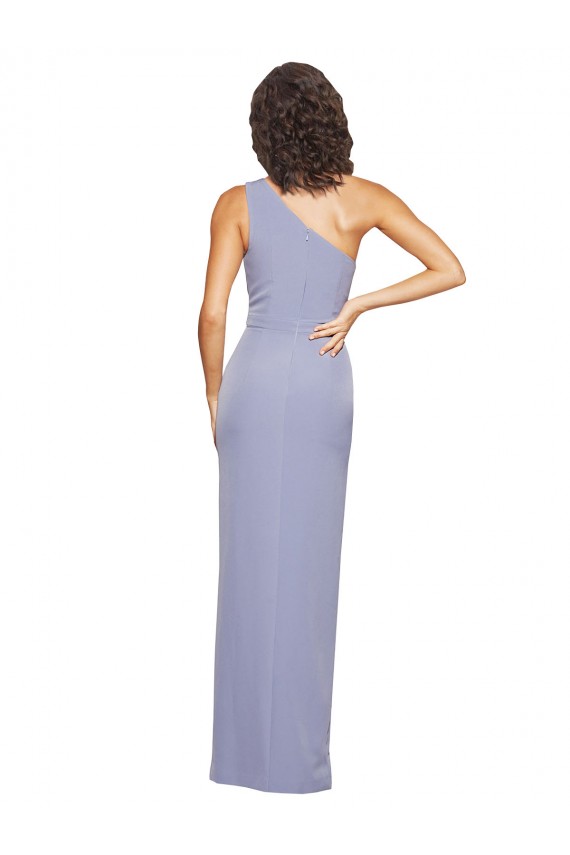 Sleeveless One Shoulder Stretch Crepe Smoke Blue Long Formal Evening Gown / Prom Dress / Bridesmaid Dress Bath