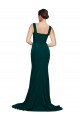Sleeveless Square Neck Stretch Crepe Midnight Green Sweep Train Semi Formal Evening Dress / Prom Dress / Bridesmaid Dress Bath