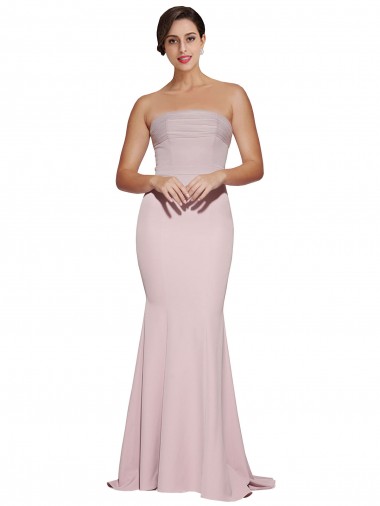 Sleeveless Strapless Stretch Crepe Mauve Sweep Train Formal Evening Gown / Prom Dress / Bridesmaid Dress Bath