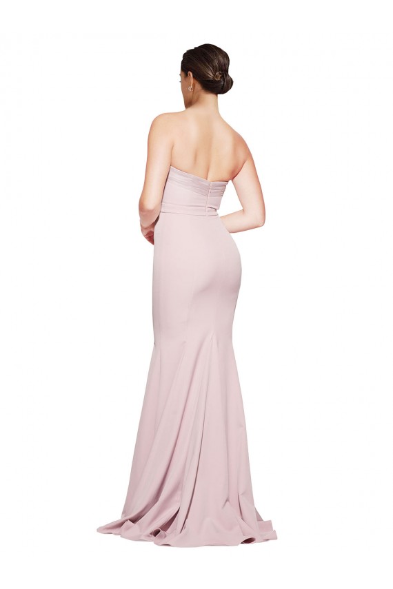 Sleeveless Strapless Stretch Crepe Mauve Sweep Train Formal Evening Gown / Prom Dress / Bridesmaid Dress Bath