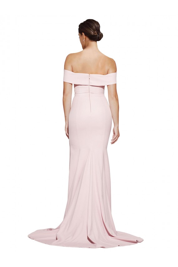 Sleeveless Square Neck Stretch Crepe Pink Sweep Train Formal Evening Gown / Prom Dress / Bridesmaid Dress Bath