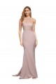 Sleeveless High Neck Stretch Crepe Dusty Pink Sweep Train Formal Evening Gown / Prom Dress / Bridesmaid Dress Bath