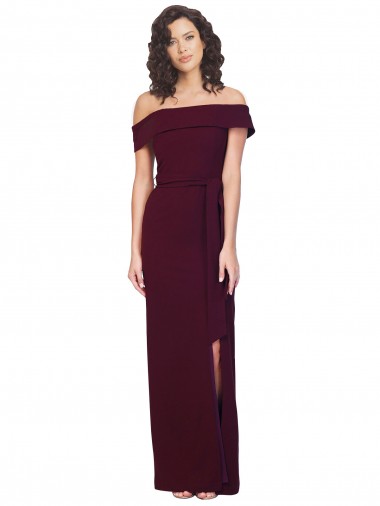Sleeveless Square Neck Stretch Crepe Burgundy Gold Long Formal Evening Gown / Prom Dress / Bridesmaid Dress Bath