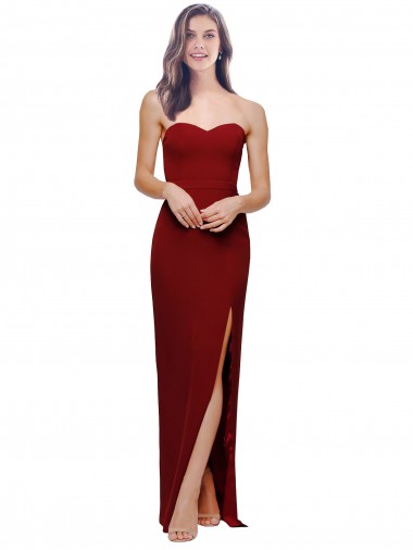 Sleeveless Sweetheart Stretch Crepe Burgundy Long Bridesmaid Dress / Evening Dress Bath