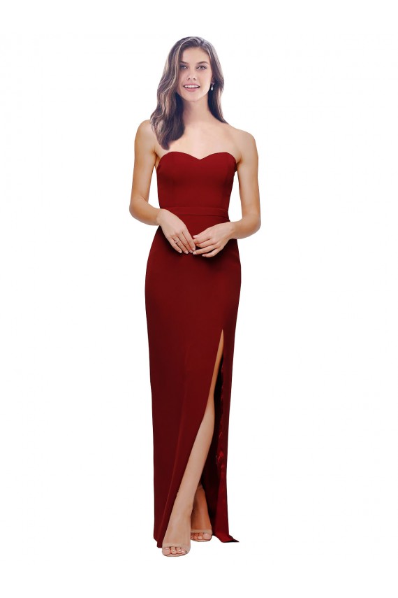 Sleeveless Sweetheart Stretch Crepe Burgundy Long Bridesmaid Dress / Evening Dress Bath