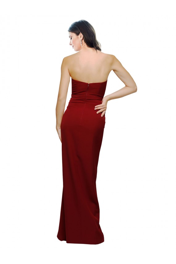 Sleeveless Sweetheart Stretch Crepe Burgundy Long Bridesmaid Dress / Evening Dress Bath