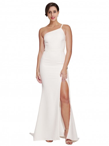 Sleeveless Strapless Stretch Crepe Ivory Sweep Train Semi Formal Evening Dress / Prom Dress / Bridesmaid Dress Bath