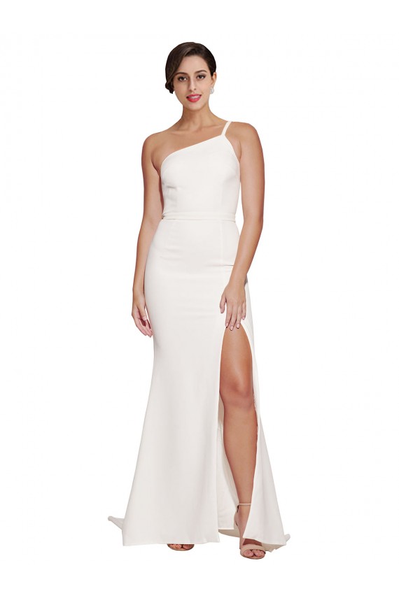 Sleeveless Strapless Stretch Crepe Ivory Sweep Train Semi Formal Evening Dress / Prom Dress / Bridesmaid Dress Bath