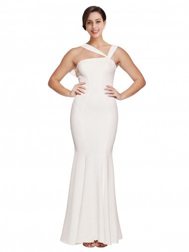 Sleeveless Square Neck Stretch Crepe Ivory Long Formal Evening Gown / Prom Dress / Bridesmaid Dress Bath