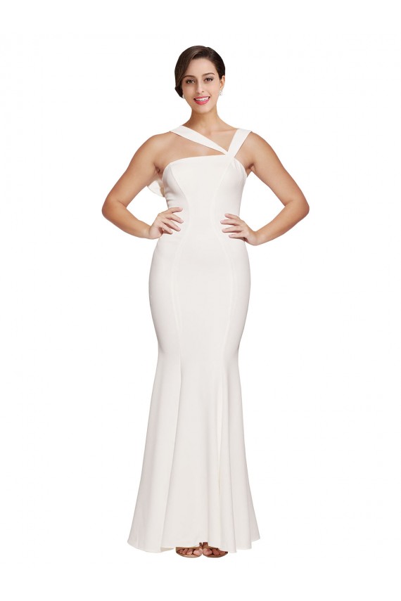 Sleeveless Square Neck Stretch Crepe Ivory Long Formal Evening Gown / Prom Dress / Bridesmaid Dress Bath
