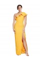 Sleeveless One Shoulder Stretch Crepe Saffron Long Formal Evening Gown / Prom Dress / Bridesmaid Dress Bath
