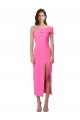 Sleeveless One Shoulder Stretch Crepe Fuchsia Midi Length Formal Evening Gown / Prom Dress / Bridesmaid Dress Bath