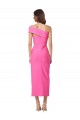 Sleeveless One Shoulder Stretch Crepe Fuchsia Midi Length Formal Evening Gown / Prom Dress / Bridesmaid Dress Bath