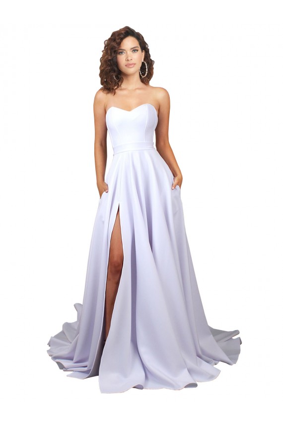 Sleeveless Sweetheart Stretch Crepe White Long Beach Wedding Dress Bath
