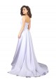 Sleeveless Sweetheart Stretch Crepe White Long Beach Wedding Dress Bath