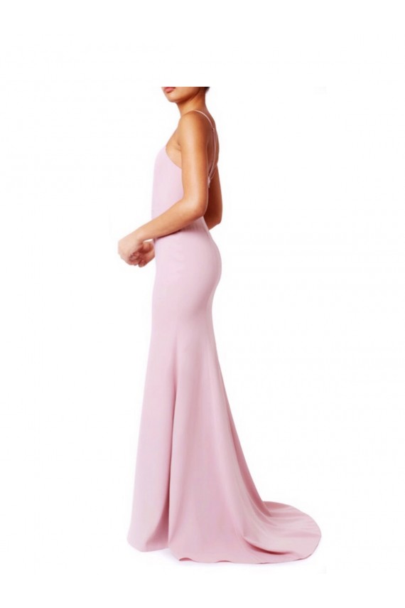 Sleeveless Square Neck Stretch Crepe Pink Long Prom Dress / Bridesmaid Dress Bath