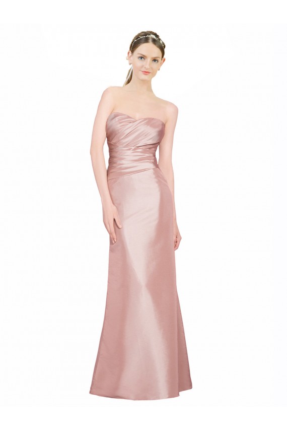 Sleeveless Strapless Stretch Satin Long Formal Evening Gown / Prom Dress / Bridesmaid Dress Bath