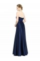 Sleeveless Sweetheart Stretch Satin Dark Navy Long Black Tie Evening Gown / Bridesmaid Dress Bath