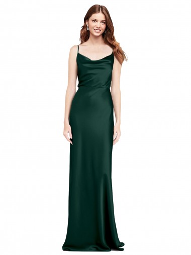Sleeveless Cowl Neck Stretch Satin Hunter Long Black Tie Evening Gown / Prom Dress / Bridesmaid Dress Bath